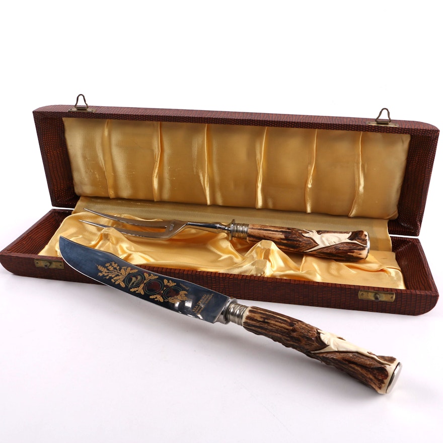 KLA-TRA-SO Stainless Steel "Stag Horn" Carving Set