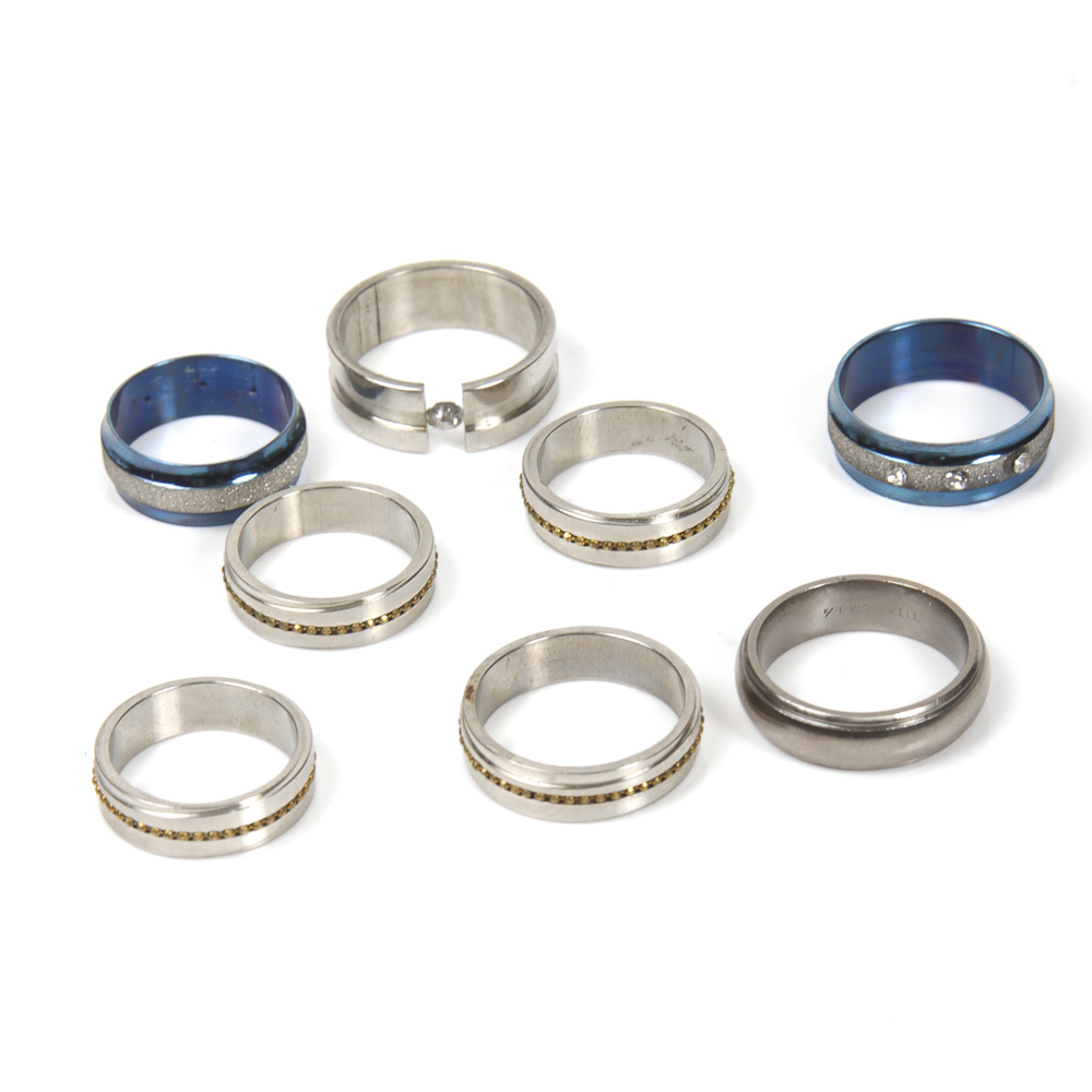 Collection of Titanium and Silver Toned Rings