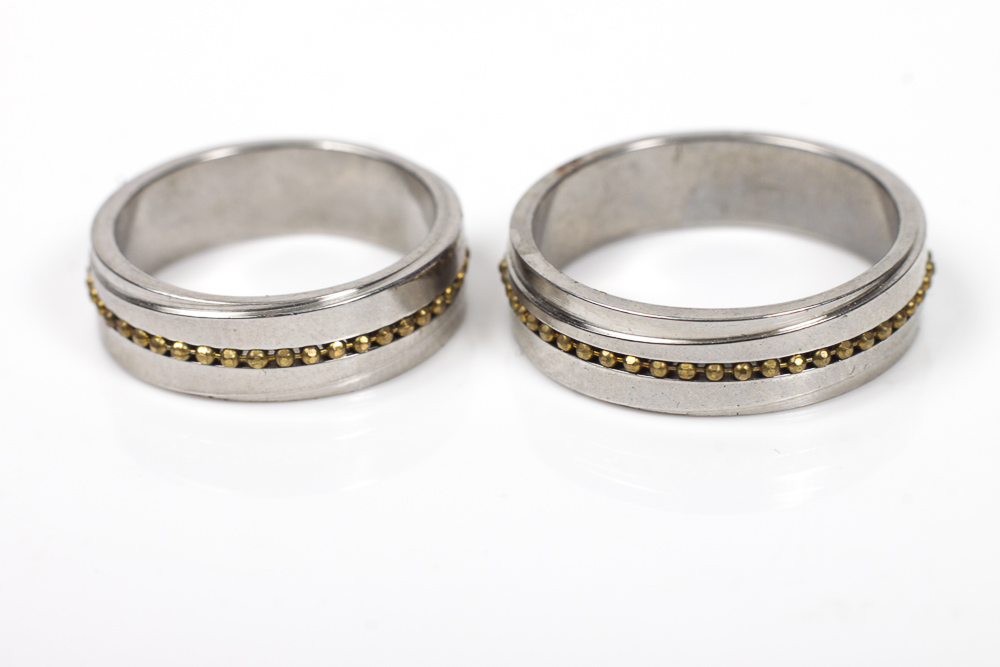 Collection of Titanium and Silver Toned Rings