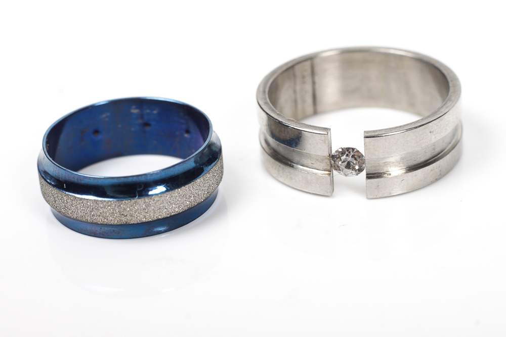 Collection of Titanium and Silver Toned Rings