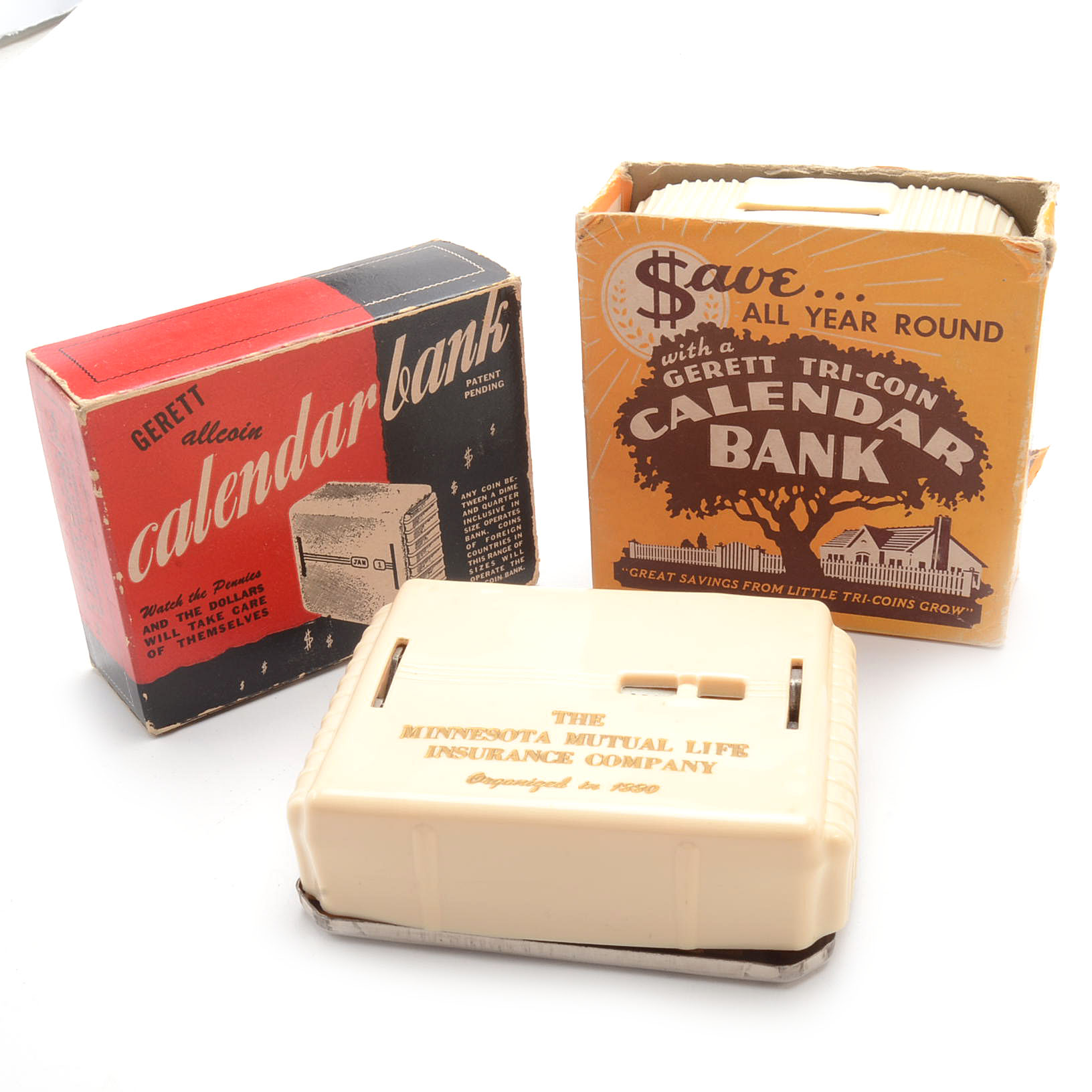 Vintage Coin and Calendar Banks