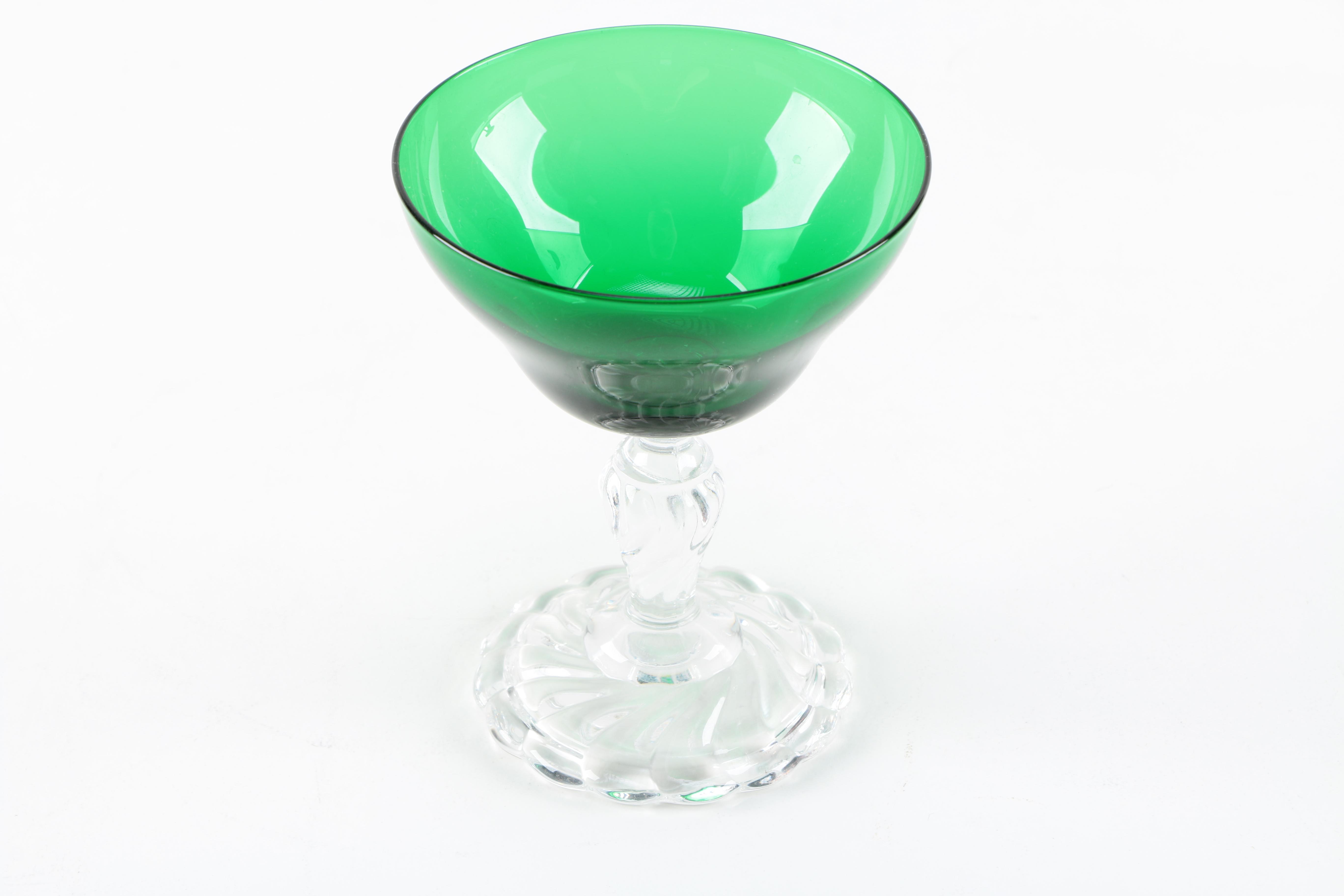 Set of Vintage Green Stemware