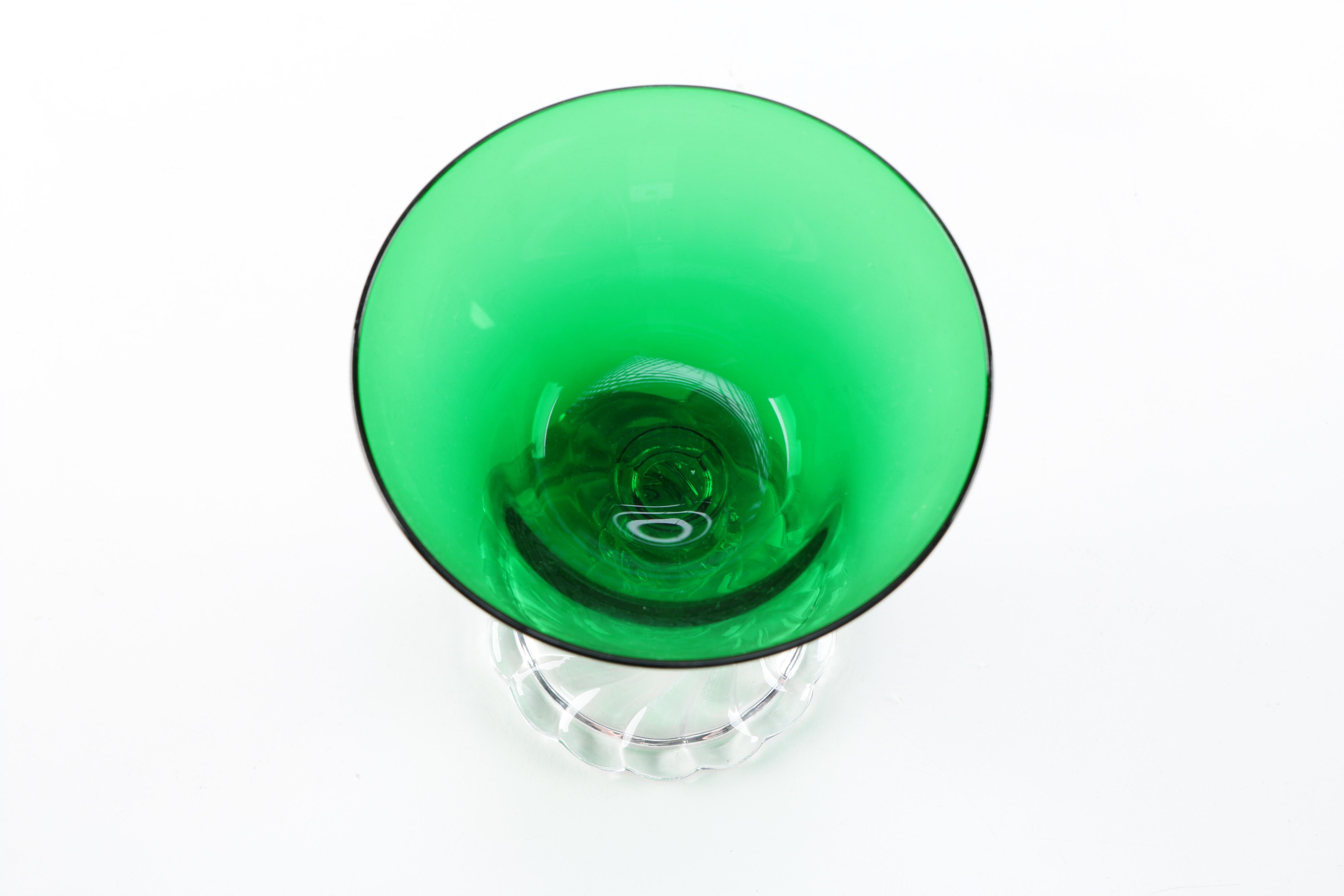 Set of Vintage Green Stemware