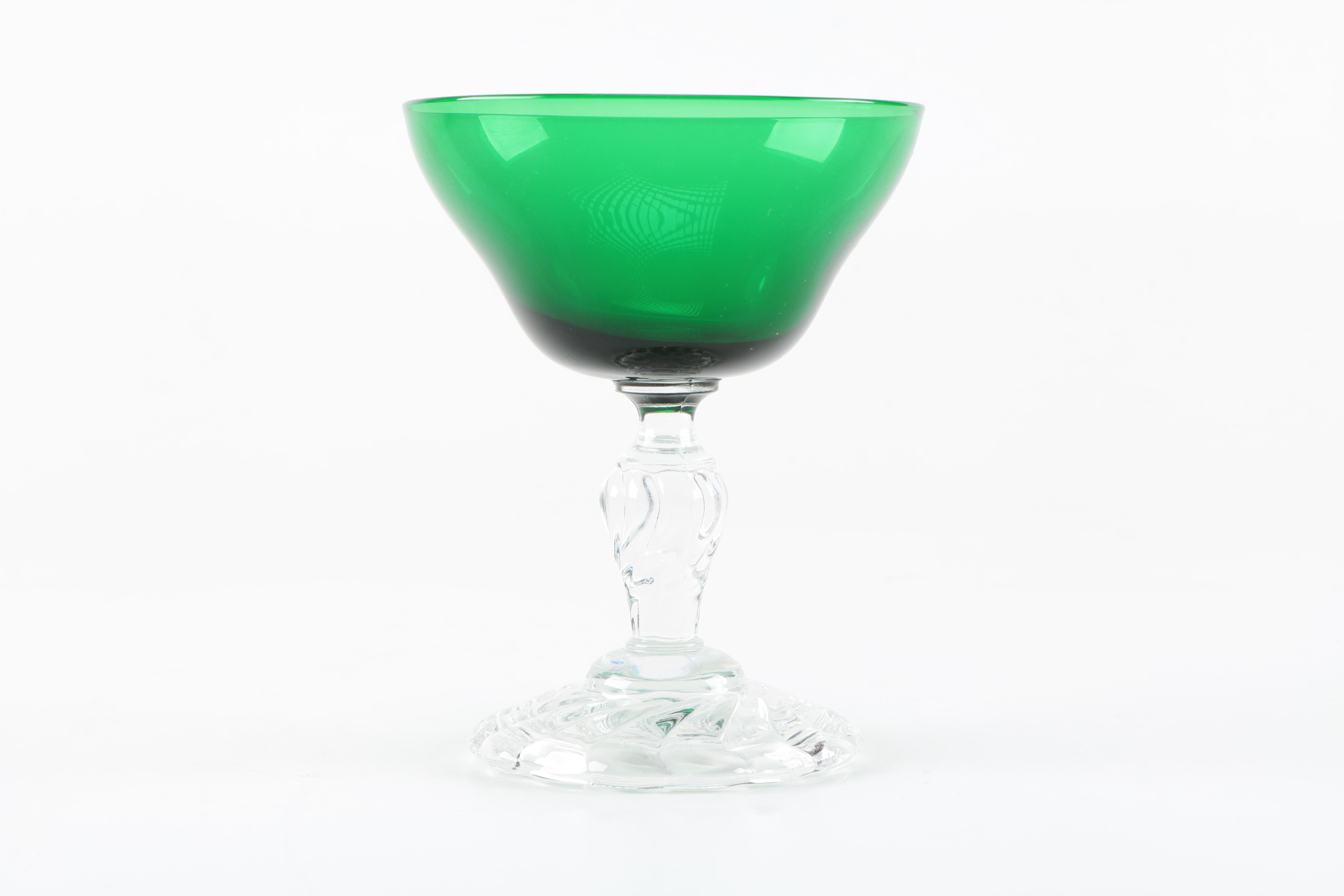 Set of Vintage Green Stemware