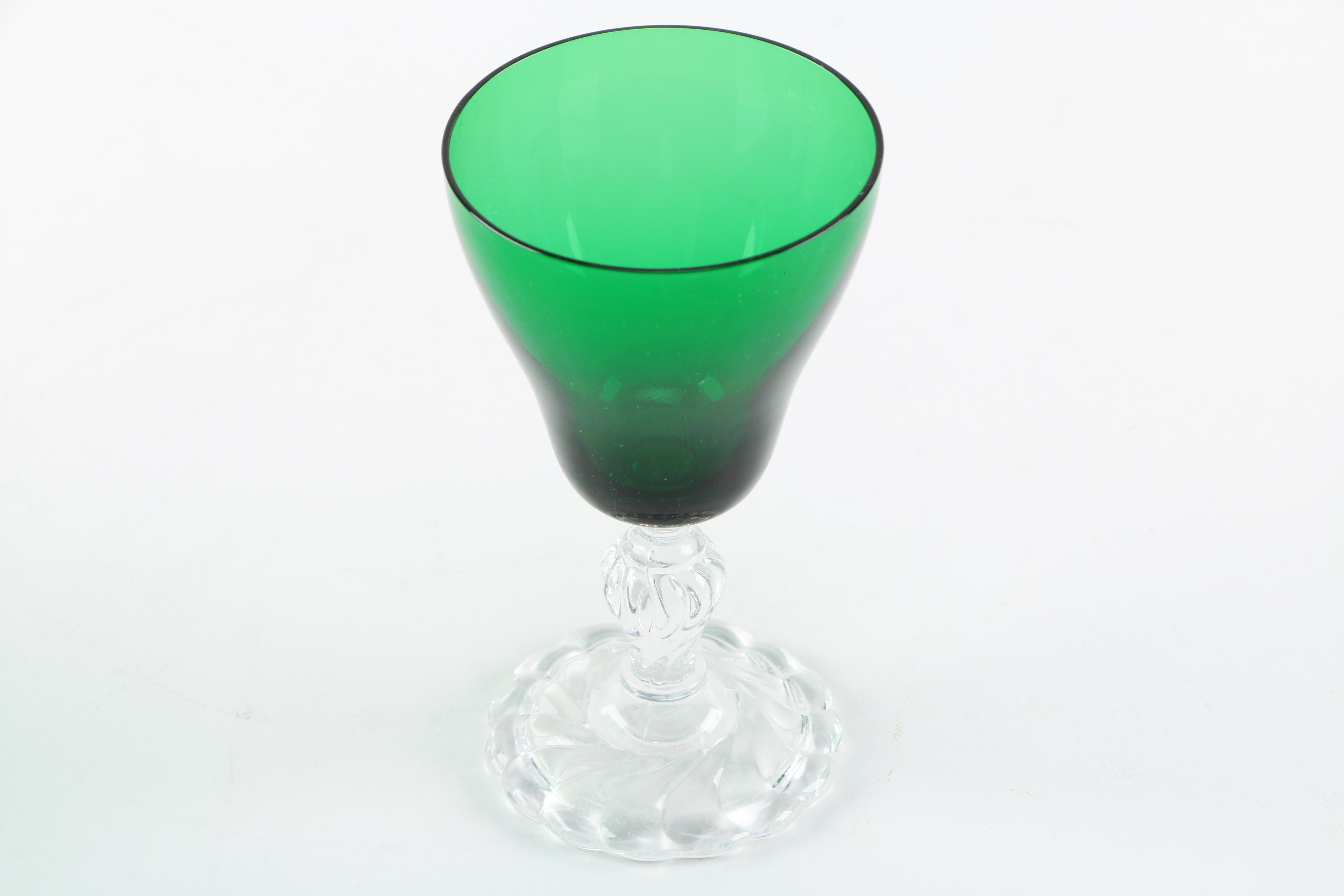 Set of Vintage Green Stemware