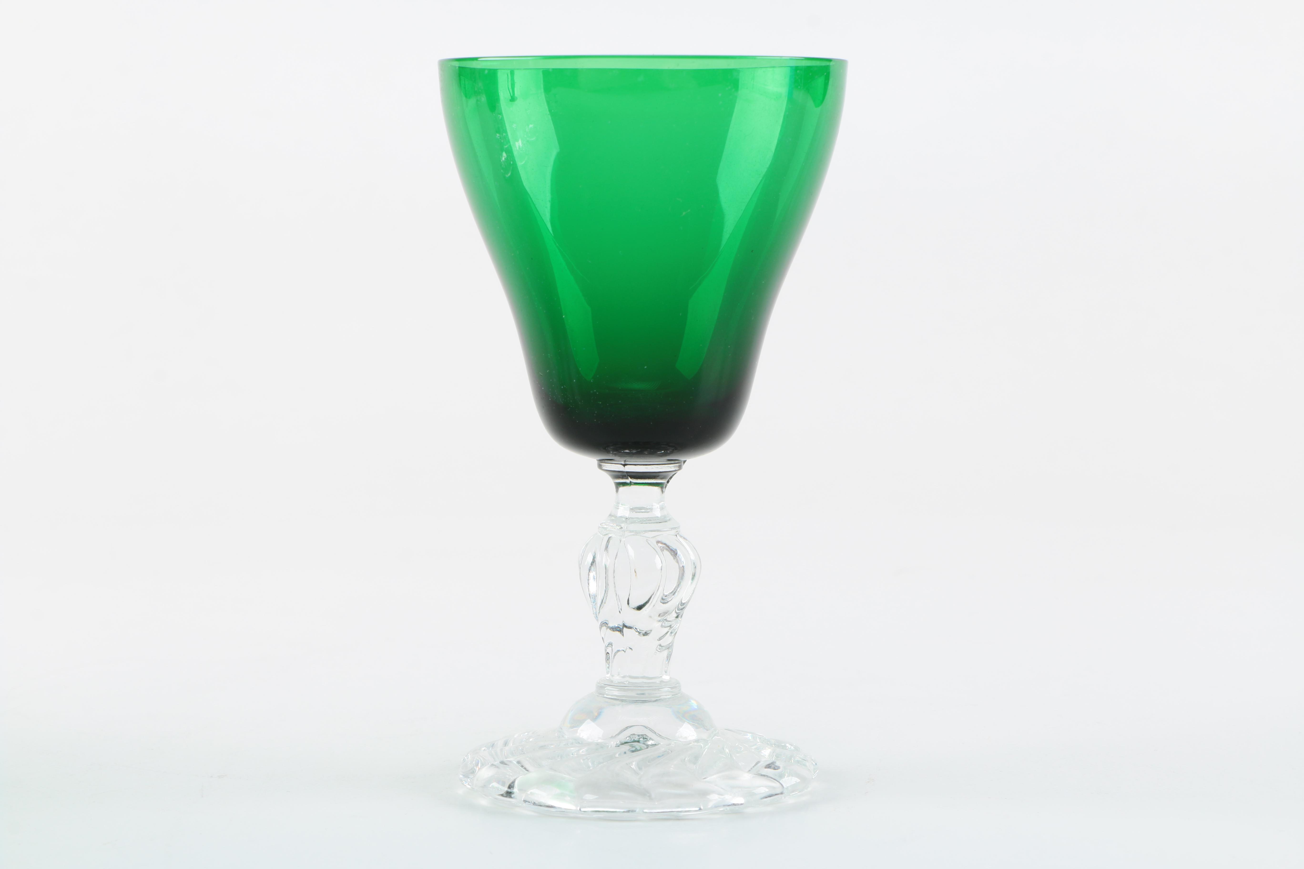 Set of Vintage Green Stemware