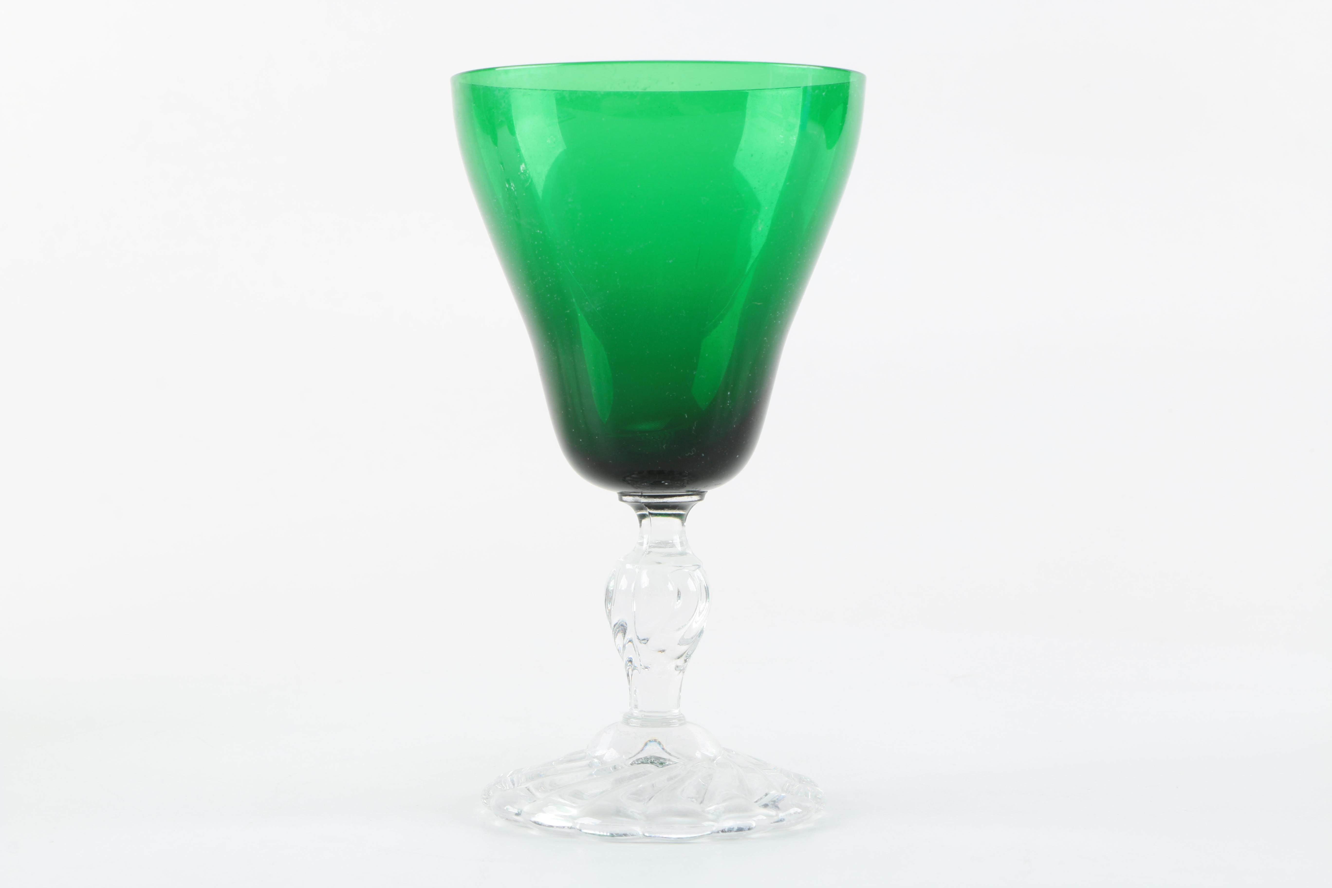 Set of Vintage Green Stemware