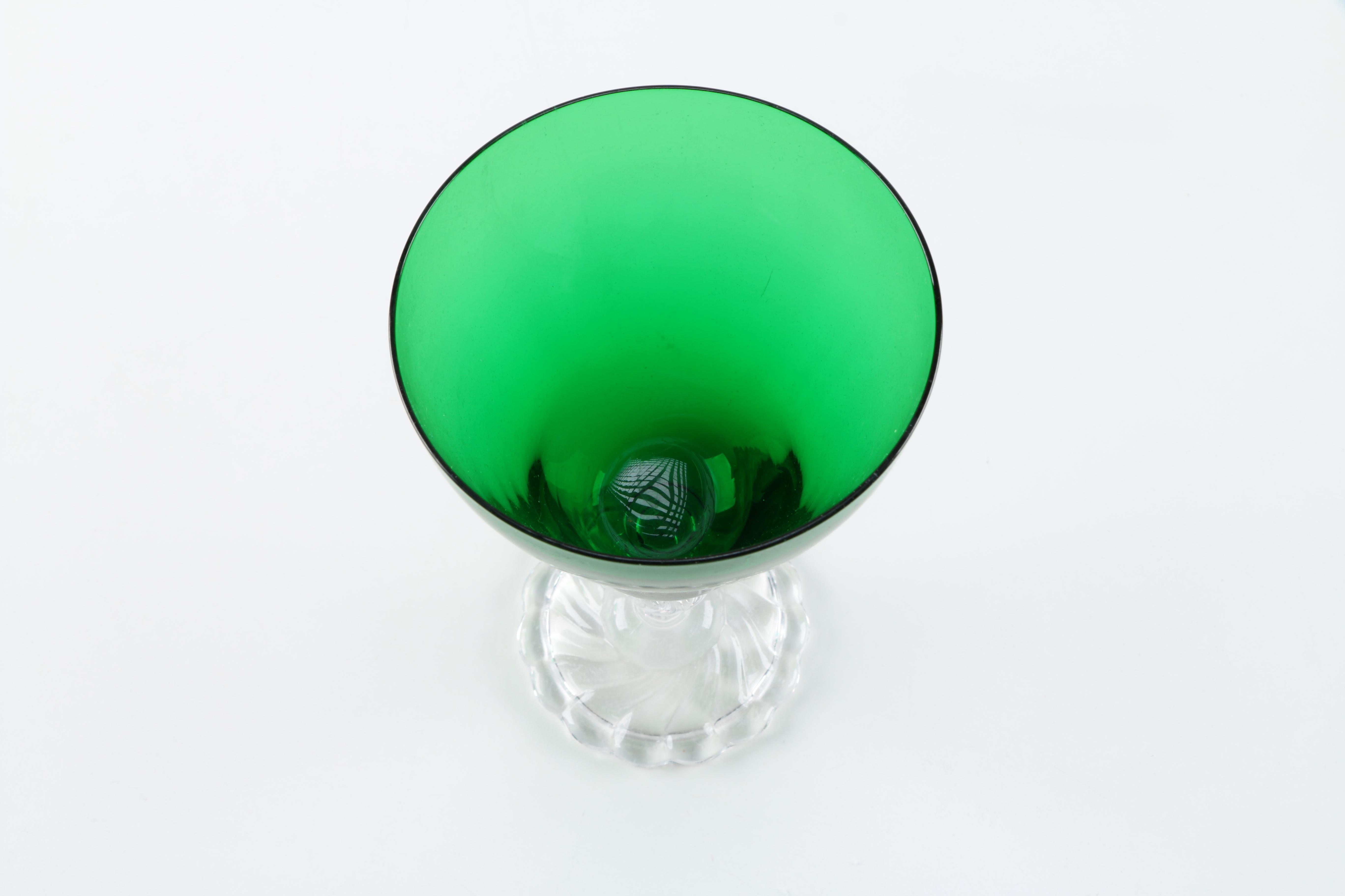 Set of Vintage Green Stemware