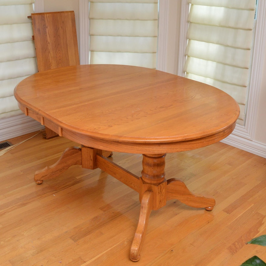 Oak Dining Table with Leaf Insert