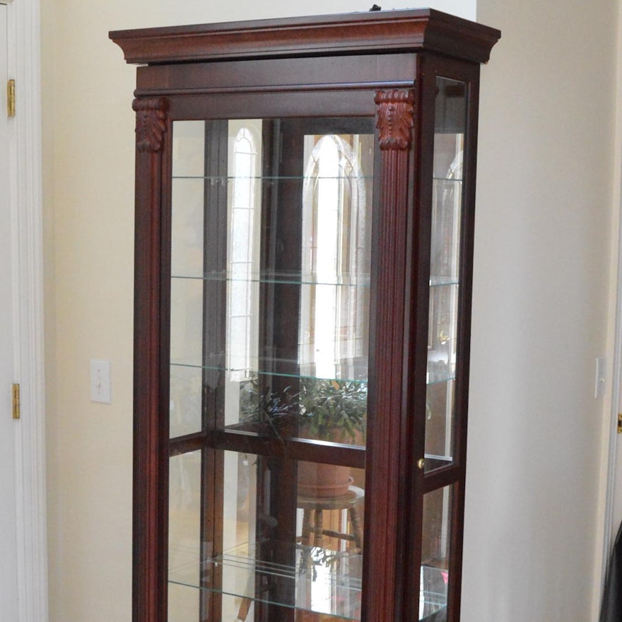 Traditional Style Wood and Glass Curio Cabinet