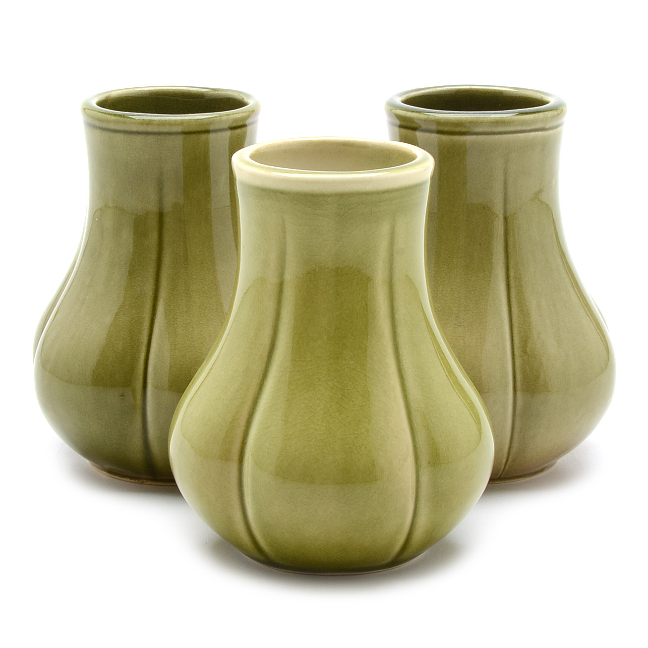 Set of Contemporary Rookwood Art Pottery Green "Clove" Vases