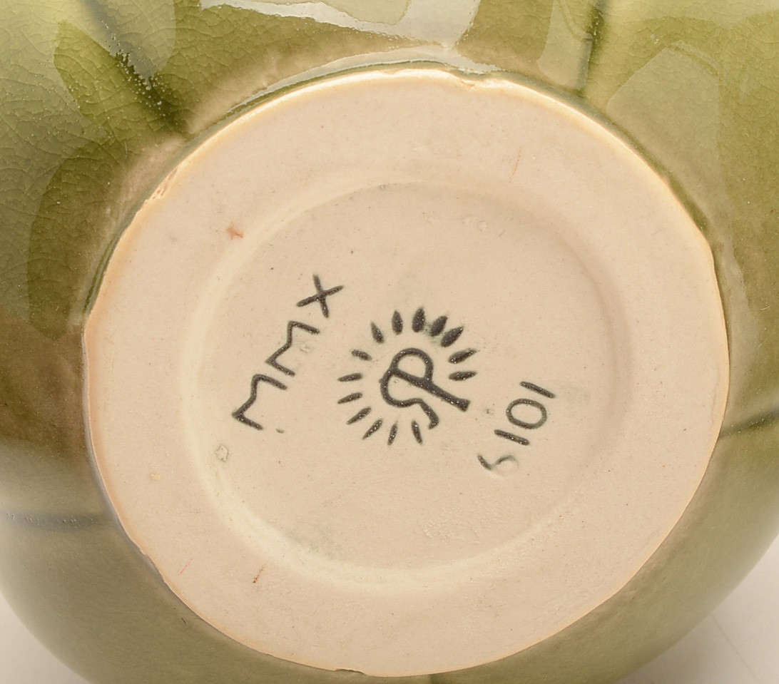 Set of Contemporary Rookwood Art Pottery Green "Clove" Vases