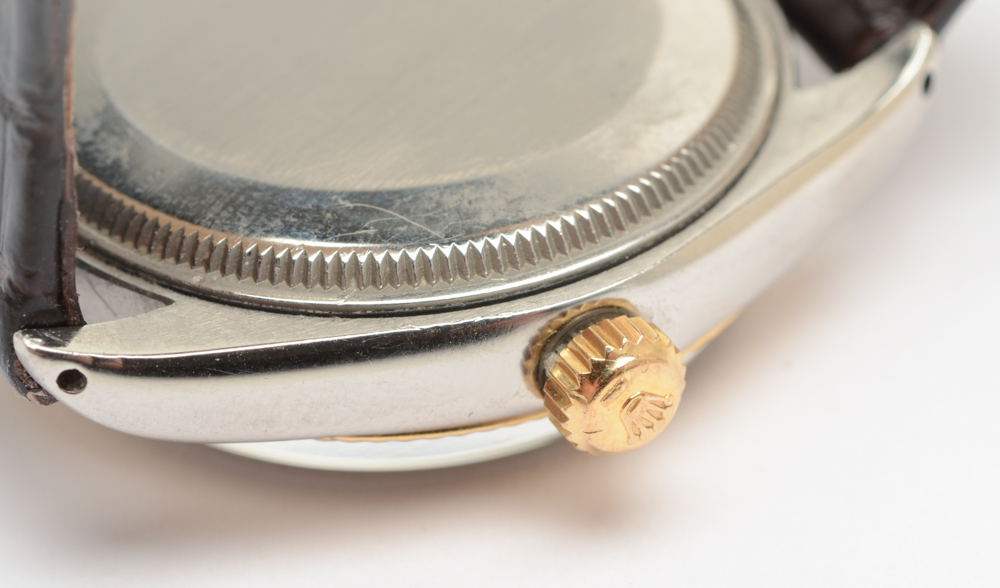 Vintage Rolex Date 18K Yellow Gold Bezel Watch with Box