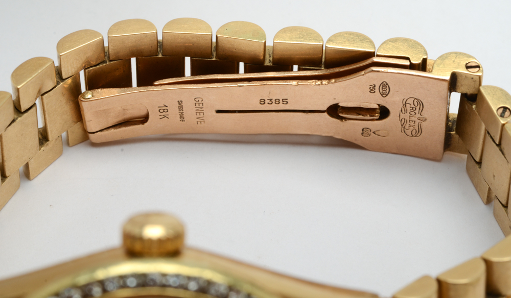 Vintage Rolex Day-Date President 18K Yellow Gold Diamond Bezel Watch