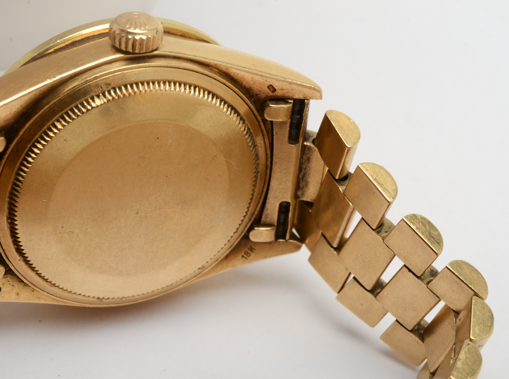 Vintage Rolex Day-Date President 18K Yellow Gold Diamond Bezel Watch