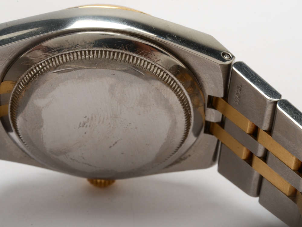 Vintage Rolex Oyster Quartz Datejust 18K Yellow Gold Bezel Watch