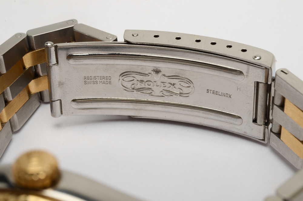 Vintage Rolex Oyster Quartz Datejust 18K Yellow Gold Bezel Watch