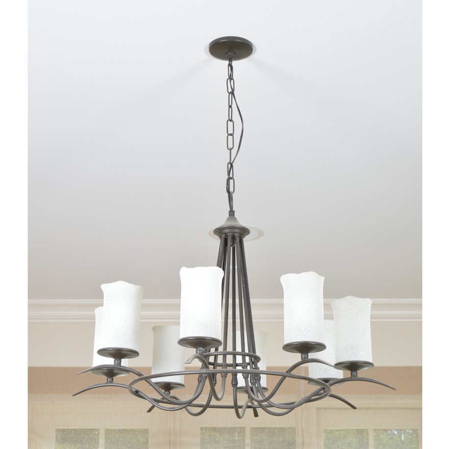 Black Metal Chandelier with Faux Pillar Candles