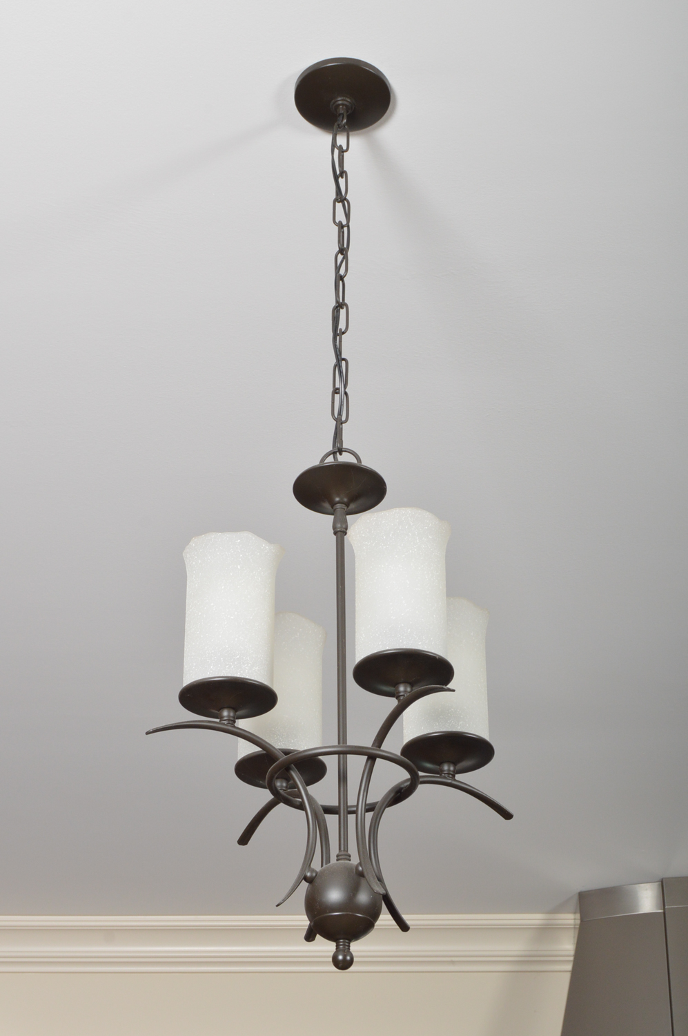 Pair of Black Metal Hanging Light Fixtures