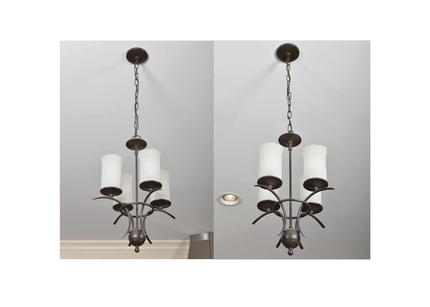 Pair of Black Metal Hanging Light Fixtures