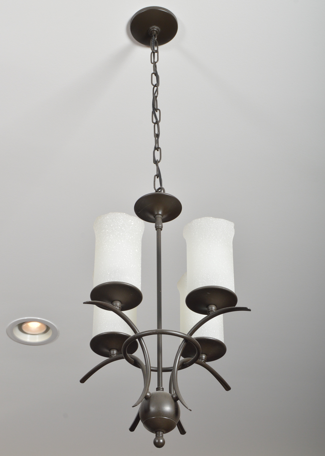 Pair of Black Metal Hanging Light Fixtures