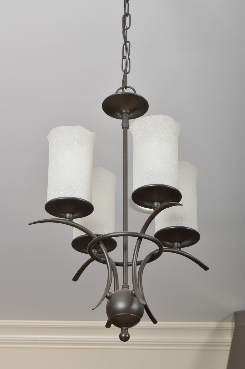 Pair of Black Metal Hanging Light Fixtures