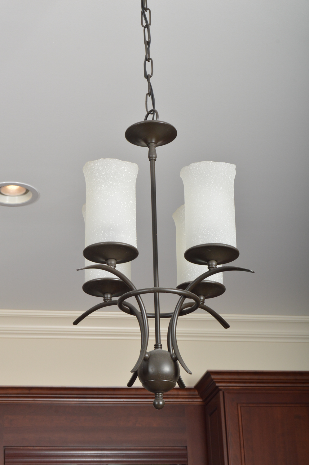Pair of Black Metal Hanging Light Fixtures