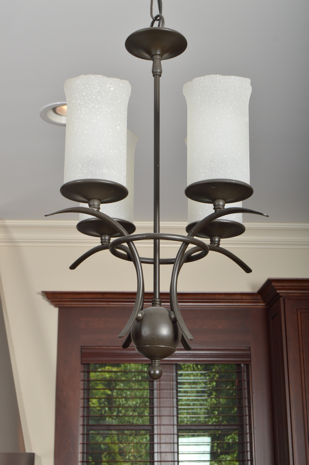 Pair of Black Metal Hanging Light Fixtures