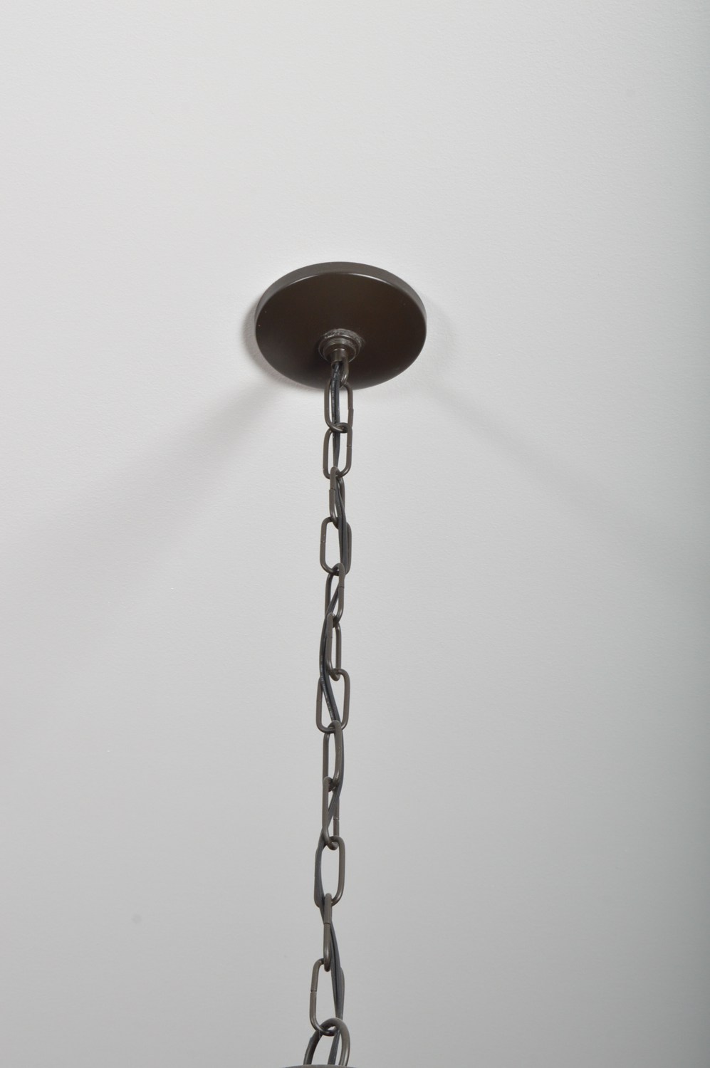 Pair of Black Metal Hanging Light Fixtures