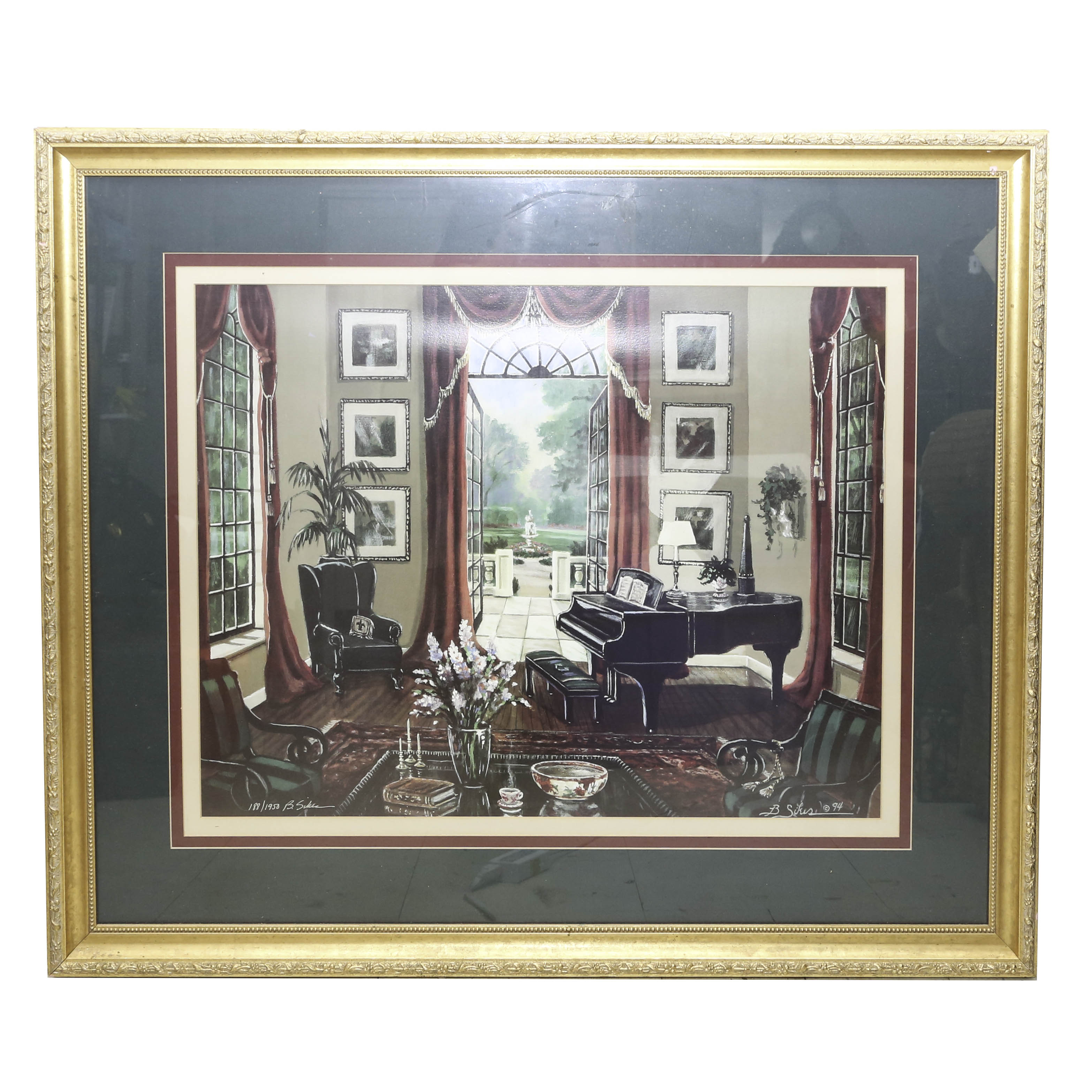 After Bobby Sikes Limited Edition Signed Offset Lithograph "Piano Room"