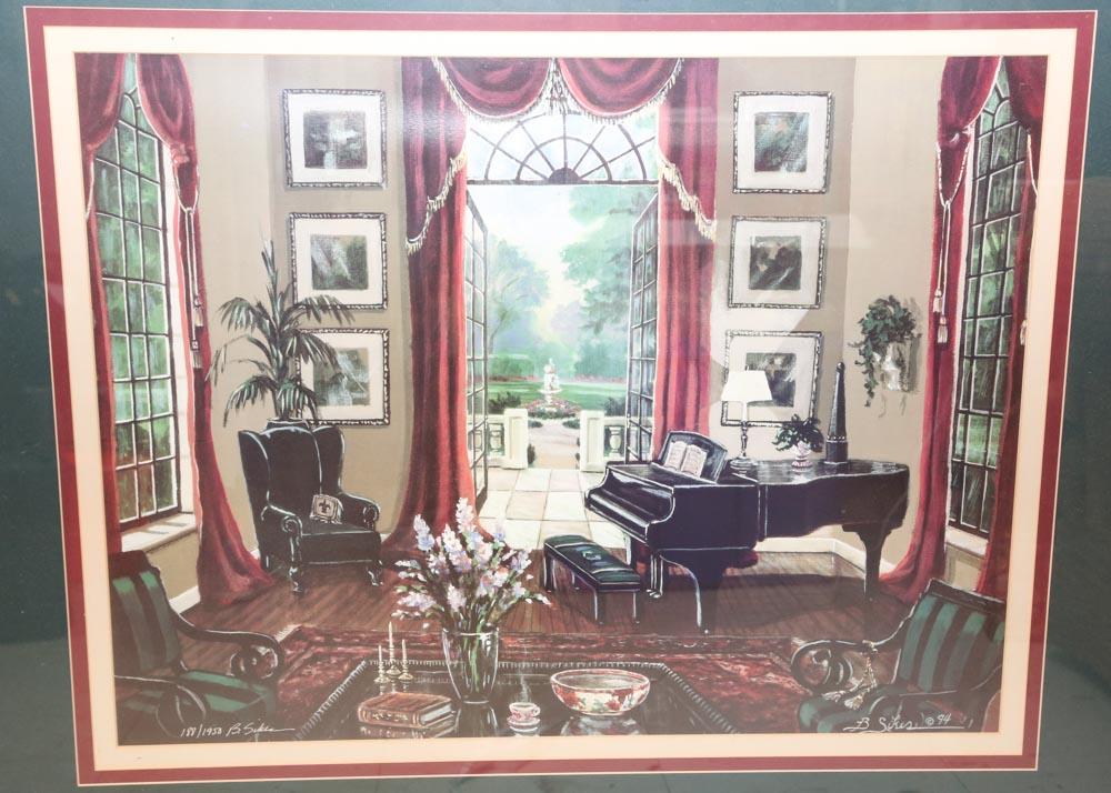 After Bobby Sikes Limited Edition Signed Offset Lithograph "Piano Room"