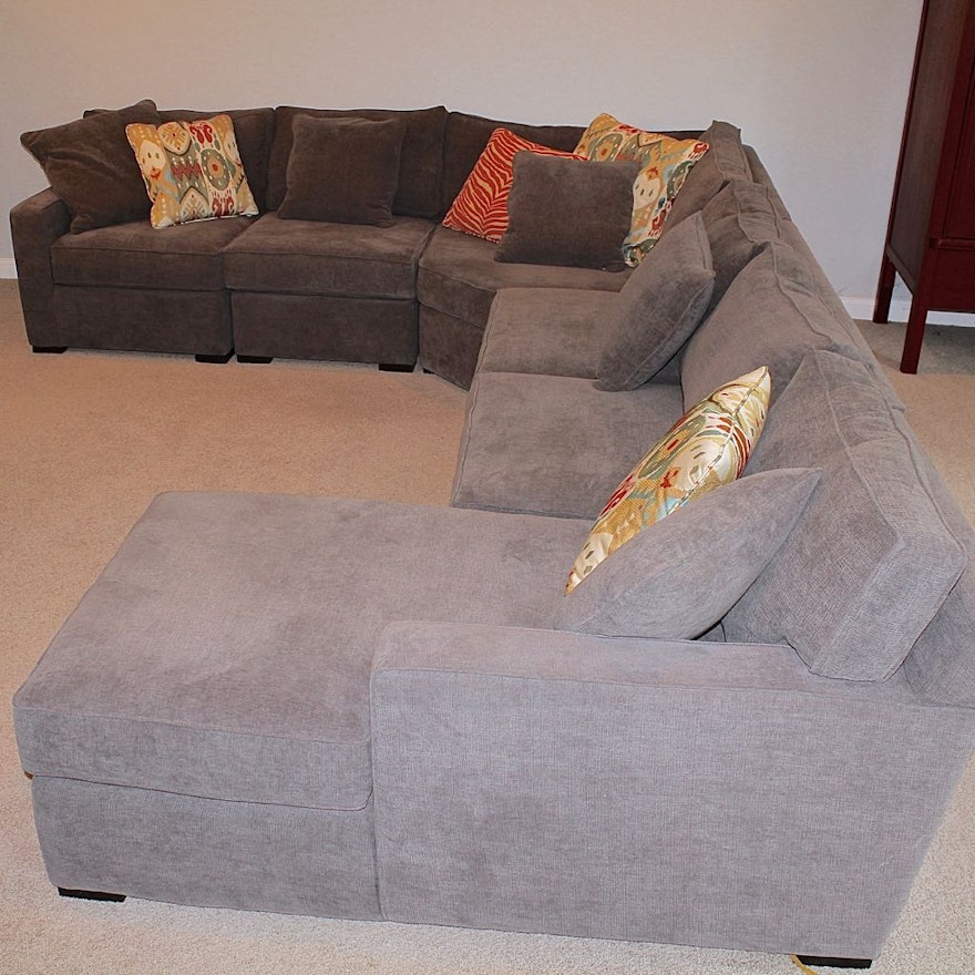 5-Piece Contemporary Grey Sectional Sofa