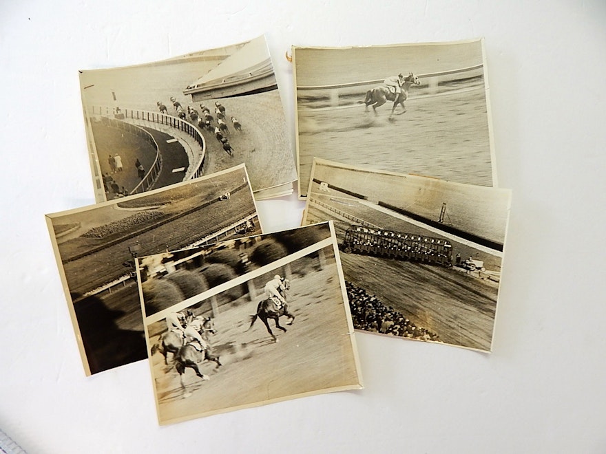Seven 1940s Original Horse Racing Photographs