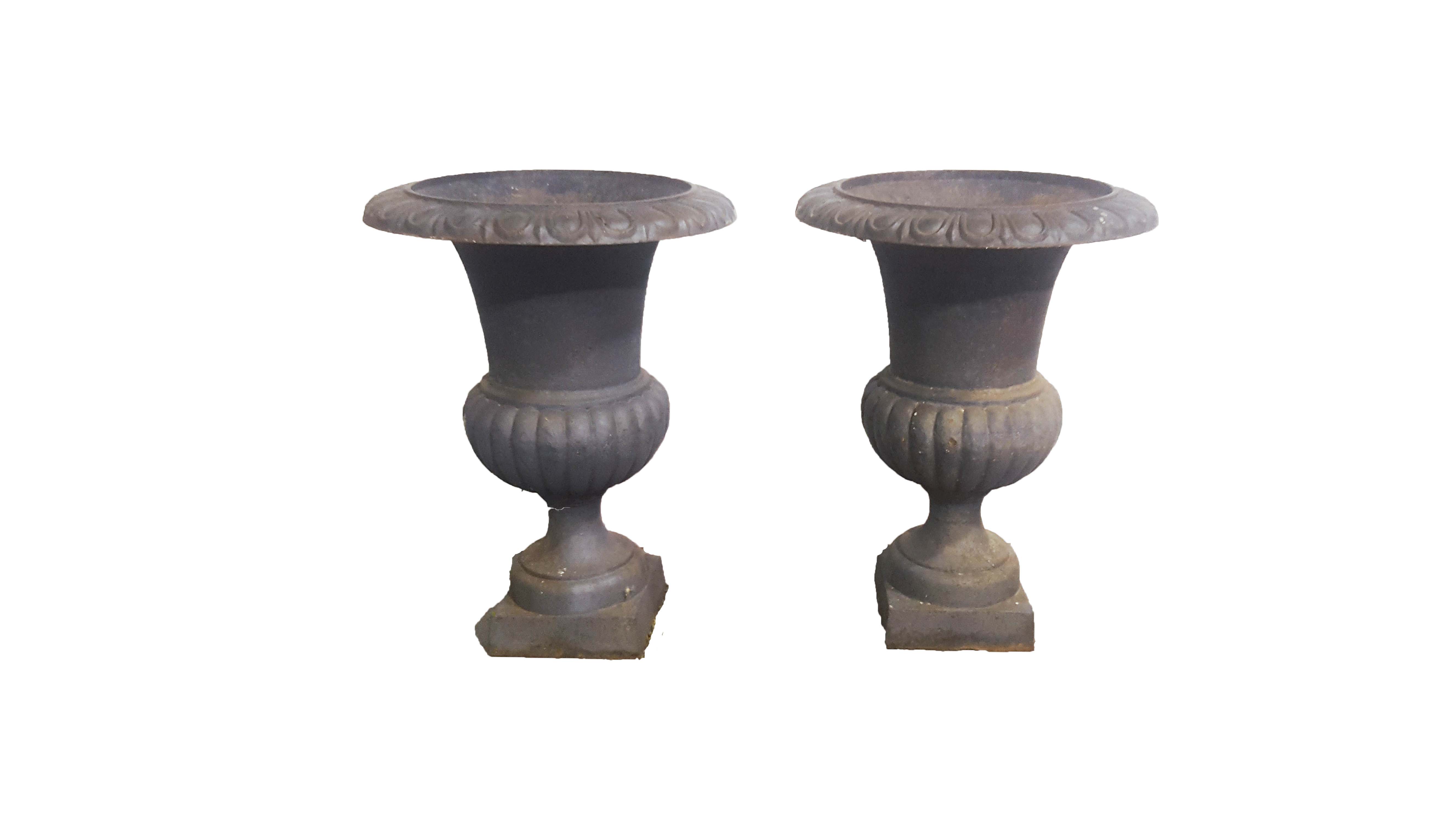 Pair of Black Iron Planters