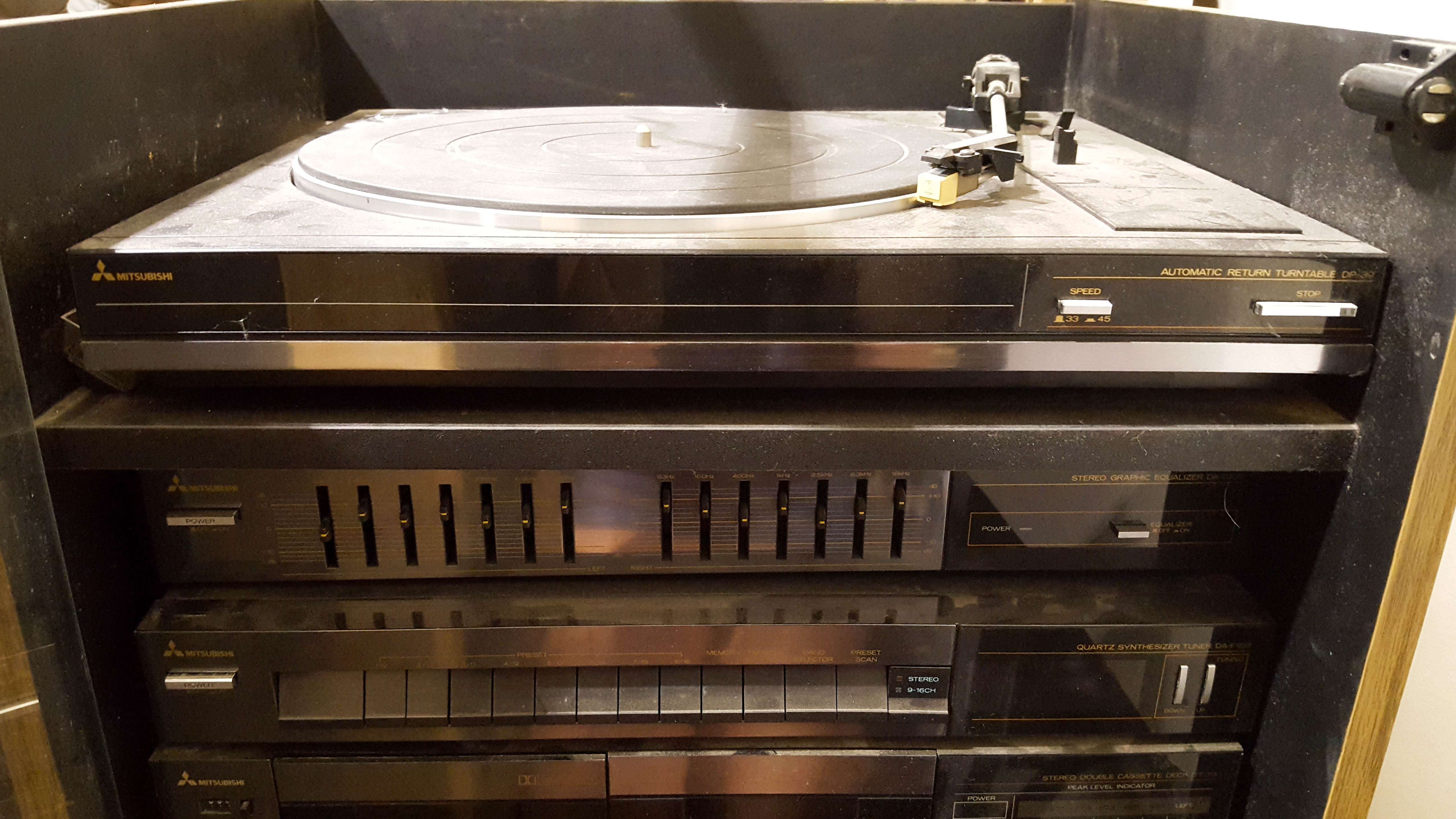 Mitsubishi Stereo Components and Cabinet