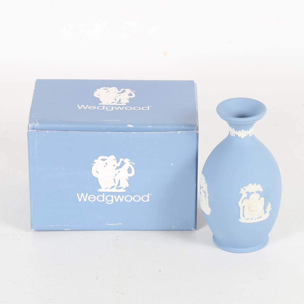 Wedgwood Blue Jasperware Bud Vase