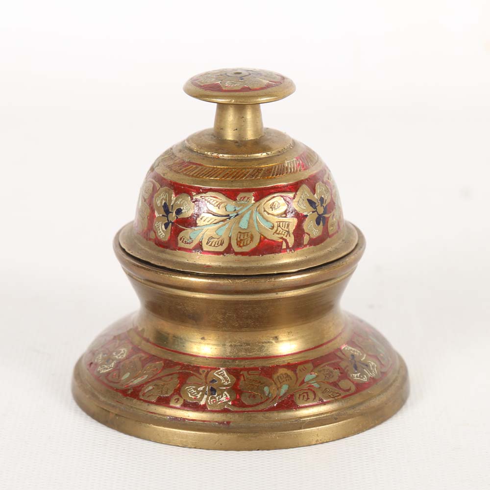 Vintage Brass Elephant Bell on Stand