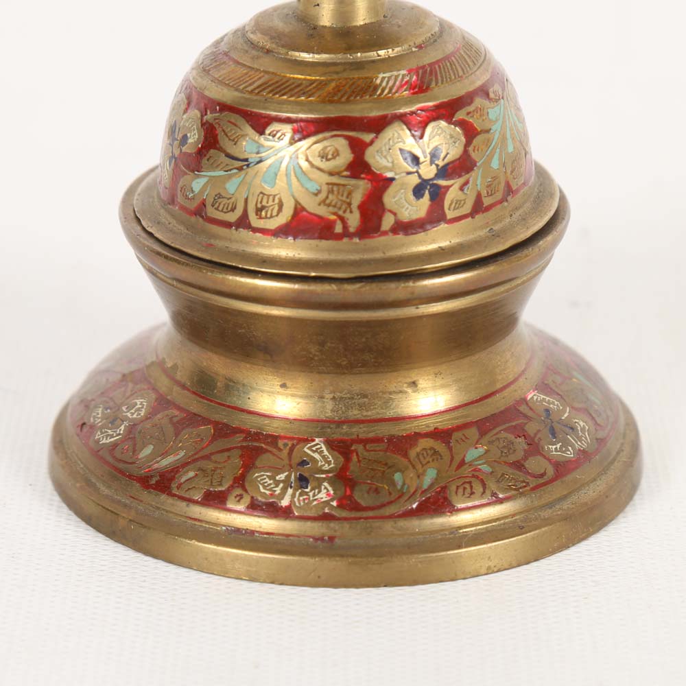 Vintage Brass Elephant Bell on Stand