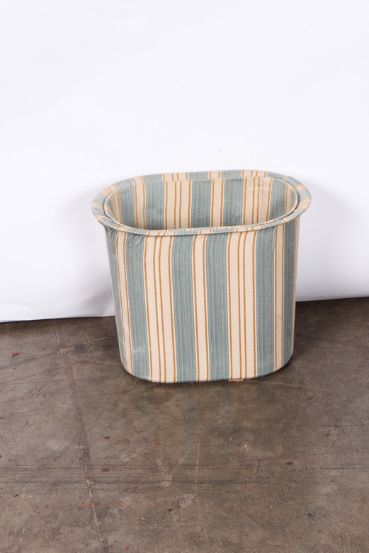 Vintage Bergère and Ottoman with Pillows and Waste Basket