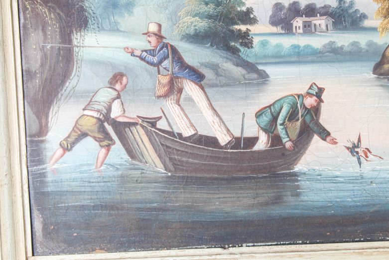 Oil Painting on Canvas of Hunters Trumeau Mirror