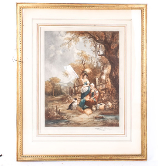 Eugene Tily Color Mezzotints on Paper After William Shaver Paintings