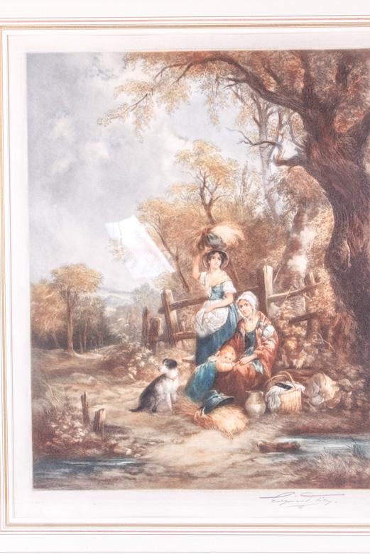 Eugene Tily Color Mezzotints on Paper After William Shaver Paintings