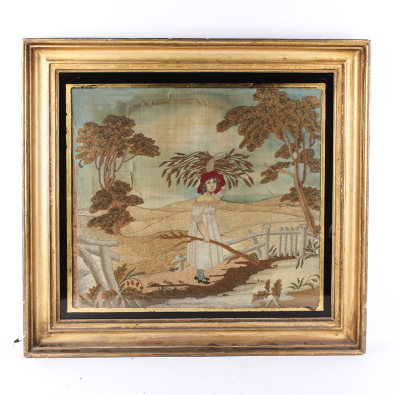 Antique Framed Regency Needlework Picture