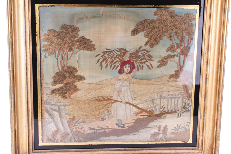 Antique Framed Regency Needlework Picture