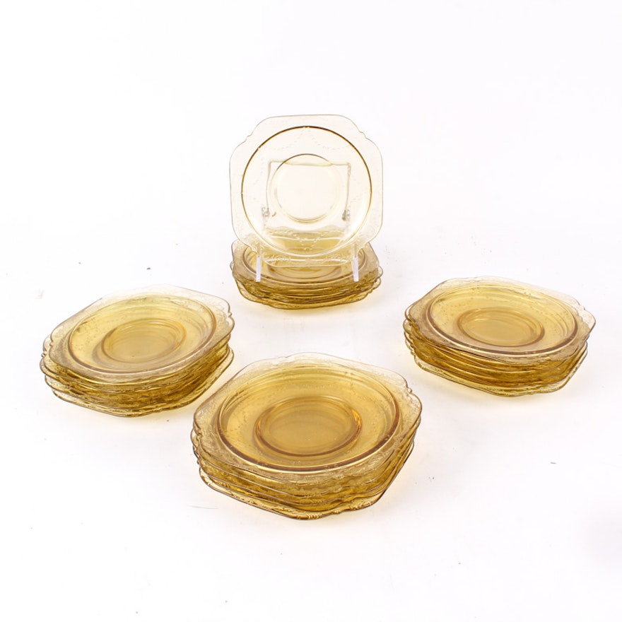 Vintage Yellow Depression Glass Dessert Plates