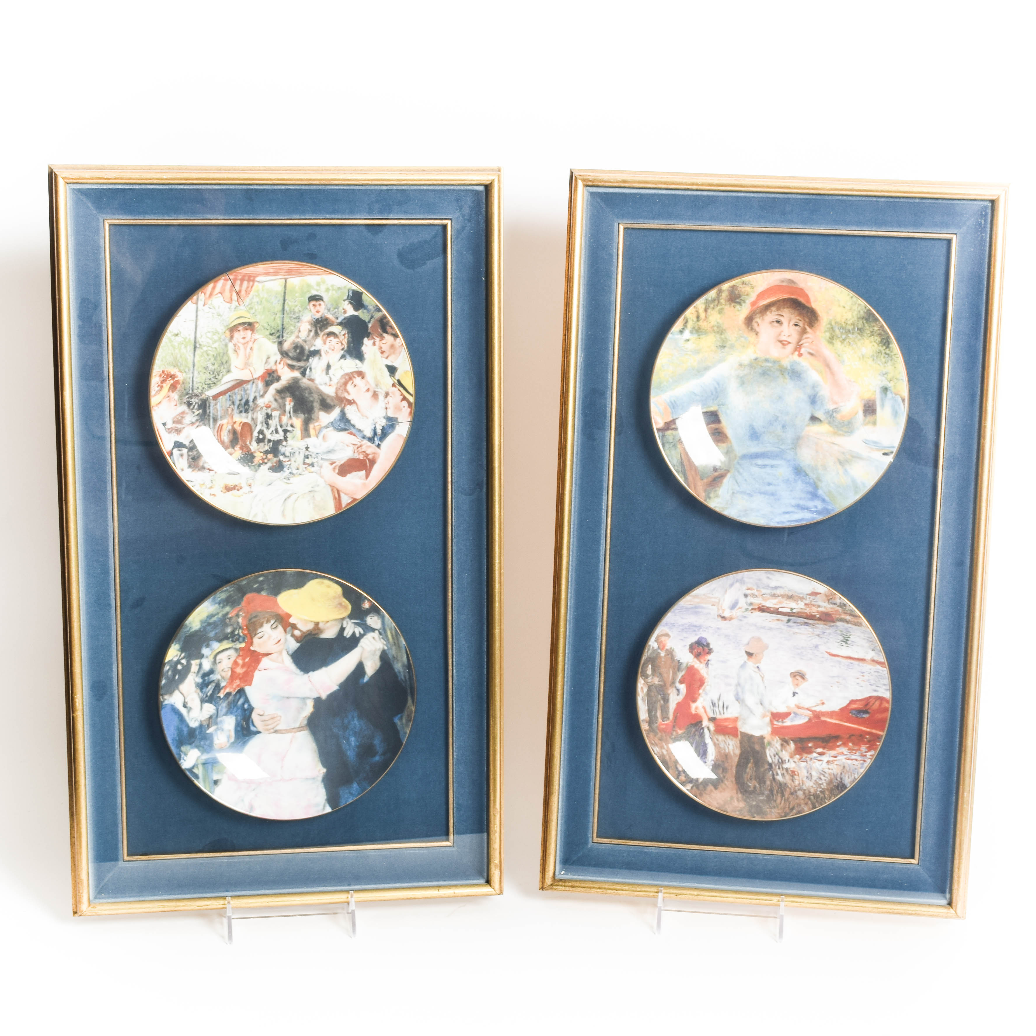 Assortment of Renoir Collection by Crown Staffordshire Framed Porcelain Plates