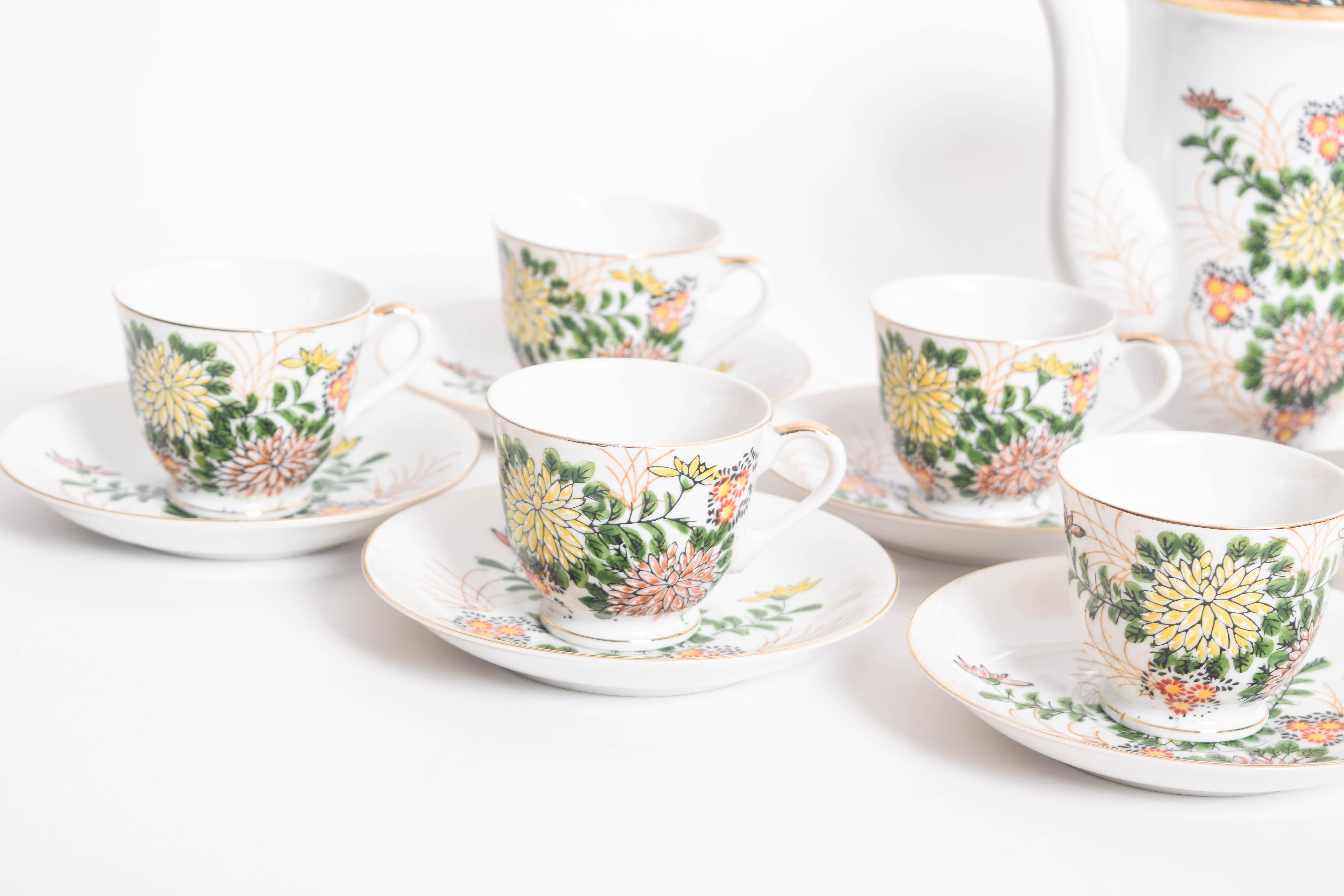 Vintage Floral Japanese Porcelain Tea Set