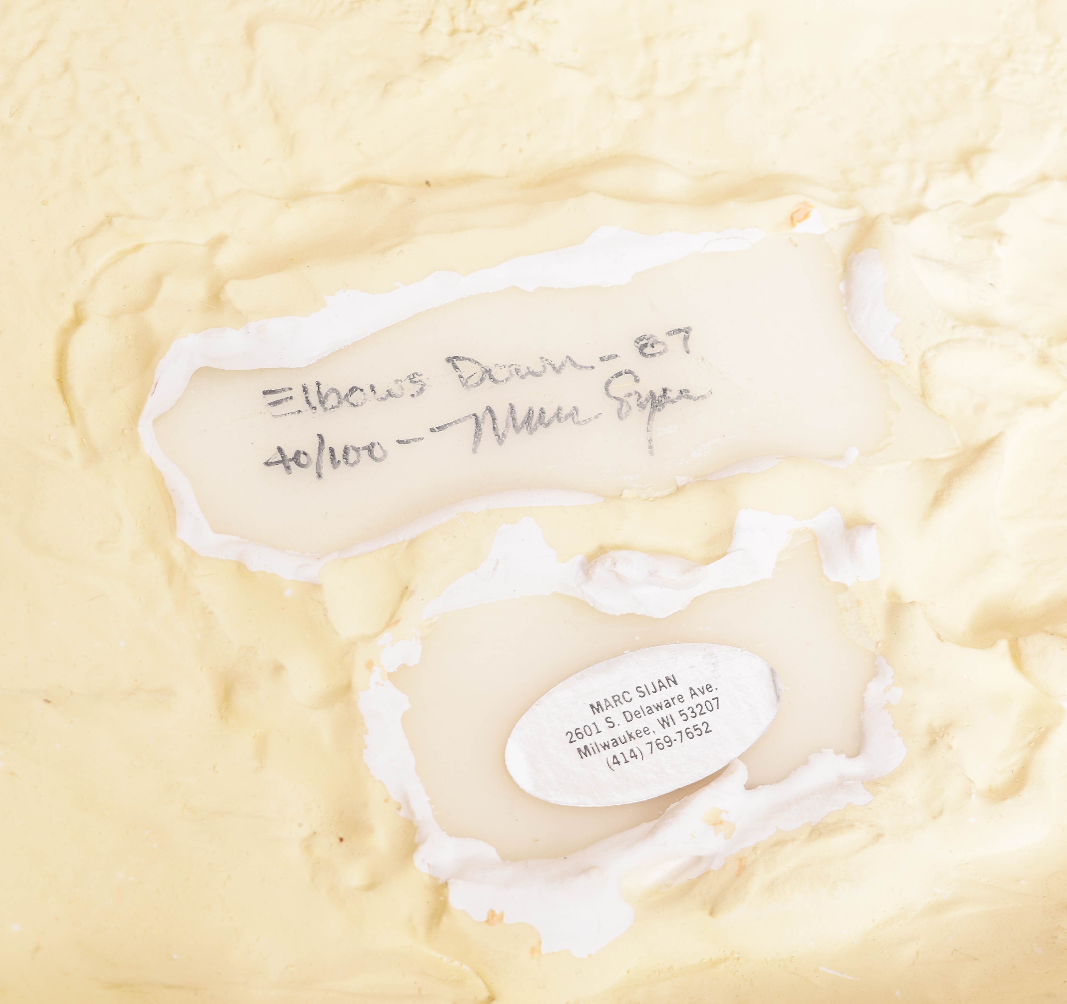 Marc Sijan Vintage Reproduction Plaster Sculpture "Elbows Down"