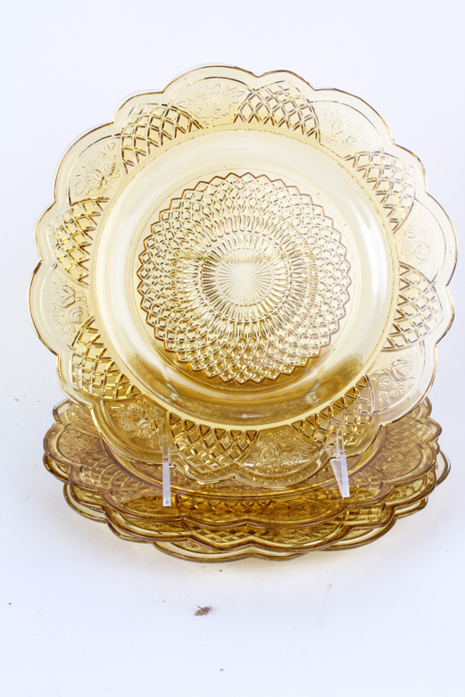 Amber Depression Glass Tableware Assortment