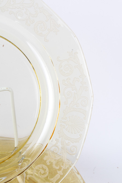 Amber Depression Glass Tableware Assortment